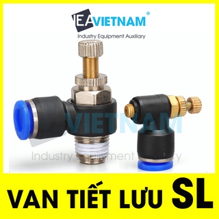 Van tiết lưu điều chỉnh khí nén SL 4mm 6mm 8mm 10mm 12mm 14mm 16mm, van tiết lưu ống 4 6 8 10 12 14 16 mm