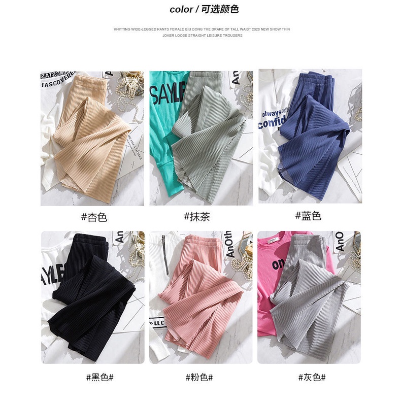 Quần Dài Lưng Cao Hoạ Tiết Kẻ Sọc Thiết Kế Dáng Rộng Thoải Mái