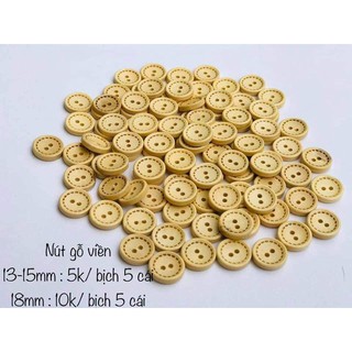 Cúc gỗ, nút gỗ nhiều màu, nhiều size