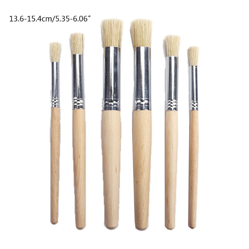 Set 6 Cọ Vẽ Màu Nước Có Tay Cầm Bằng Gỗ Tiện Lợi Dành Cho Bé