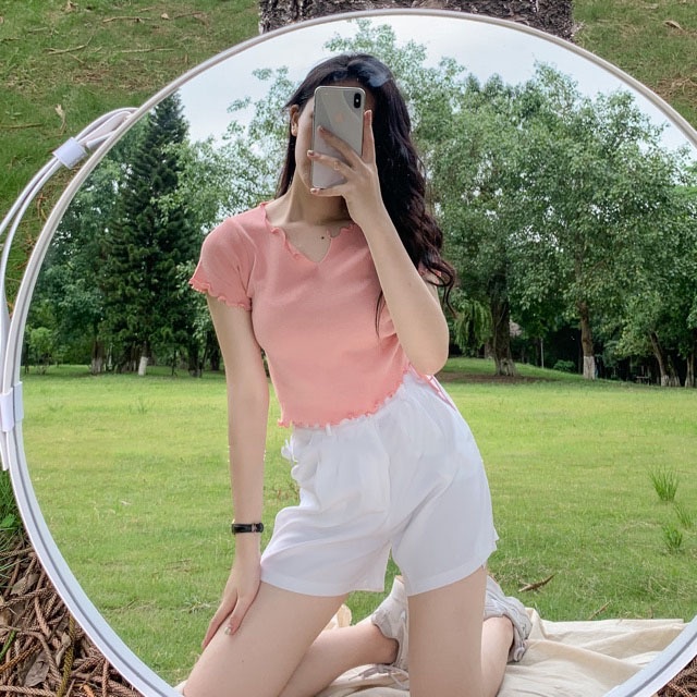 Áo croptop nữ, áo kiểu nữ siêu xinh chất thun gân mềm mát - Colory shop
