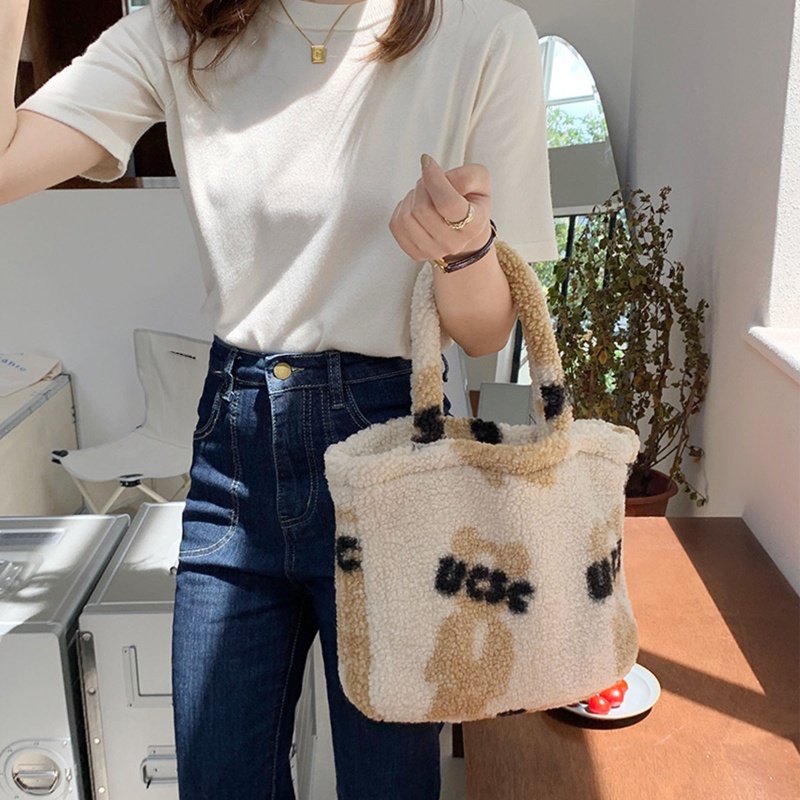 Túi Tote Xách Tay Kích Thước Lớn In Họa Tiết Gấu Hoạt Hình Cổ Điển