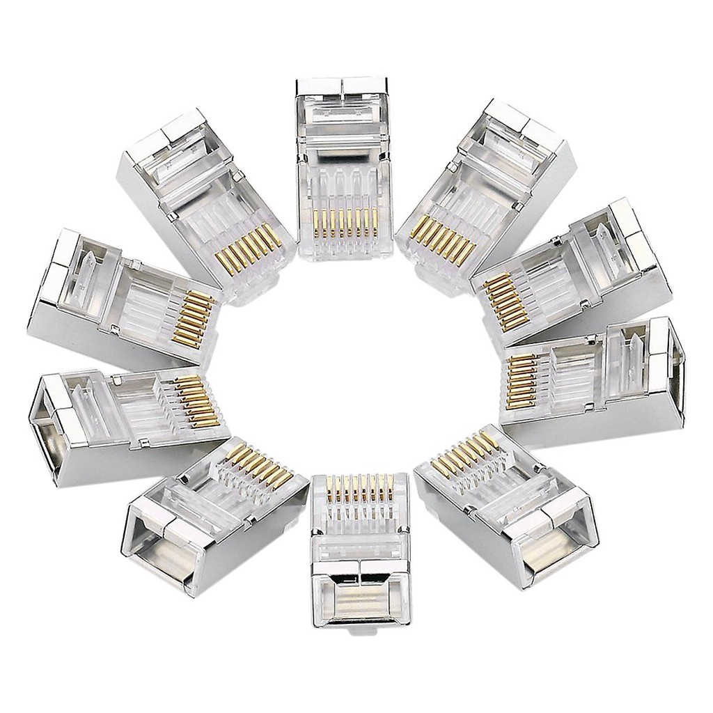 Hộp 10 chiếc Hạt bấm mạng Cat 6 RJ45 Bọc Nhôm Ugreen 020333 - Hàng Chính Hãng