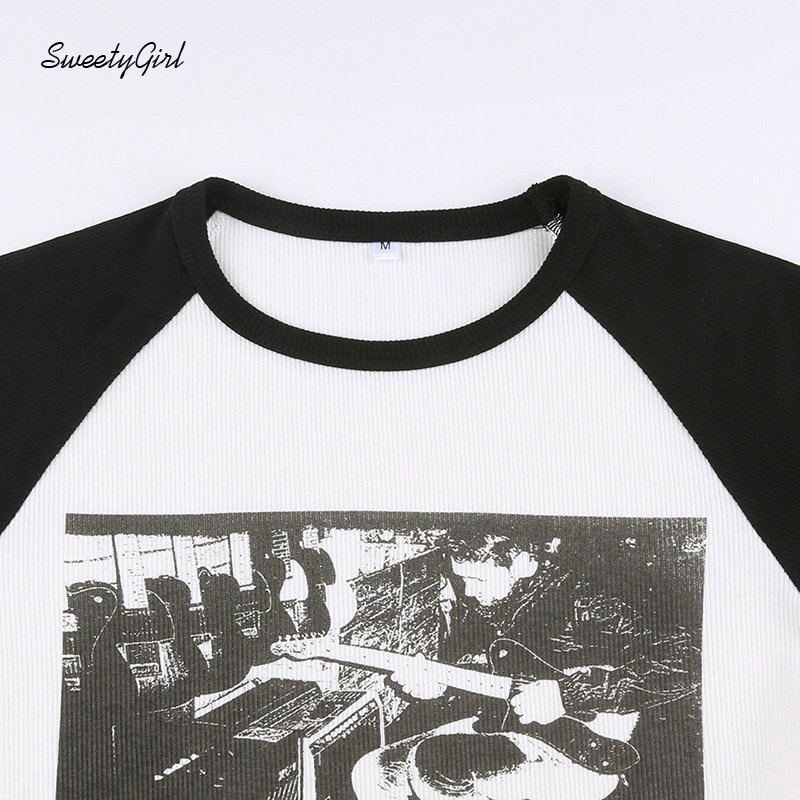 Áo Thun Tay Dài Cổ Tròn In Họa Tiết Màu Tương Phản Thời Trang 2022 Cho Nữ