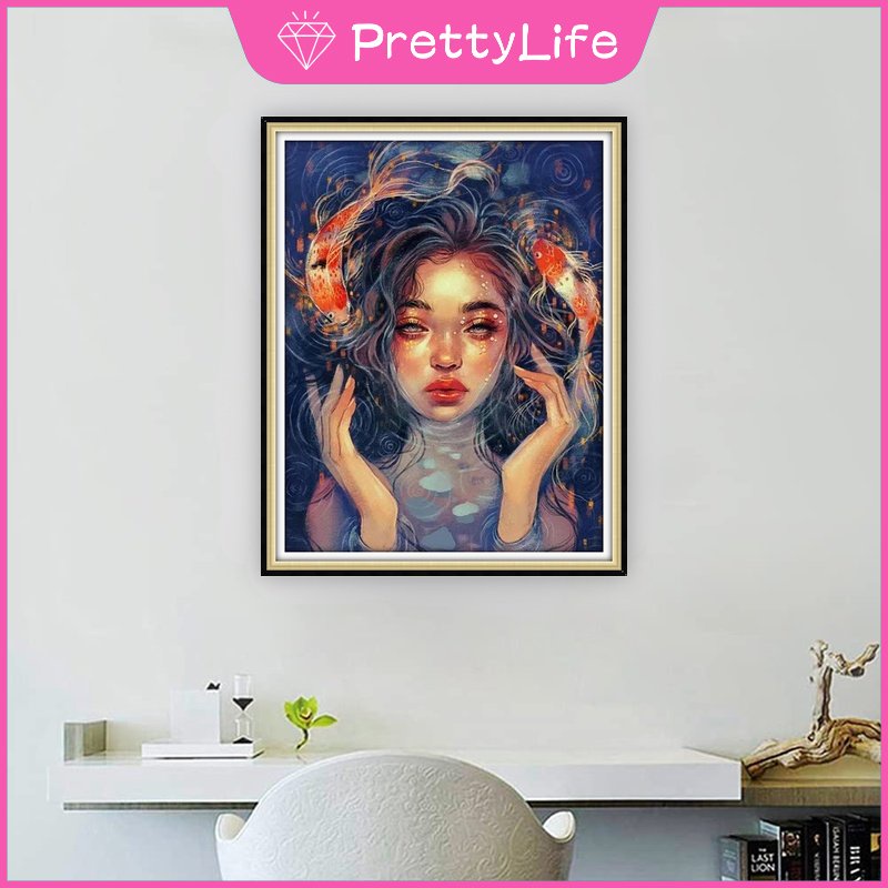 Bộ Tranh Đính Đá 5D Tự Làm 30x40cm / 40x50cm Hình Cô Gái Xinh Đẹp Trang Trí Nhà Cửa