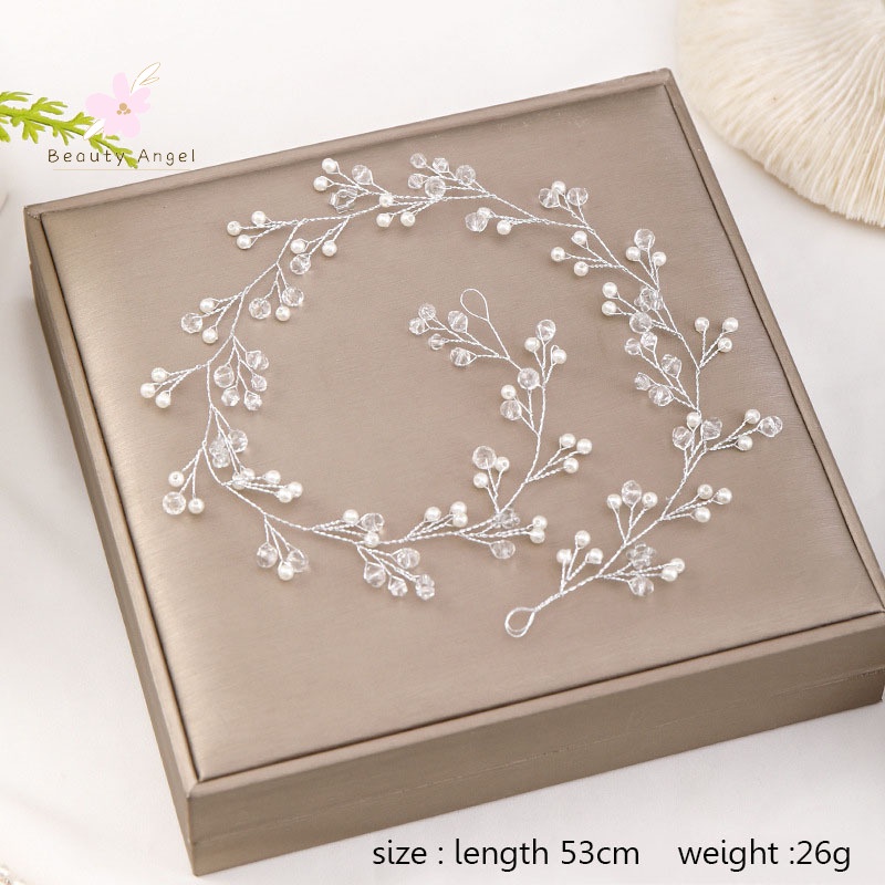 Mới Băng Đô Cài Tóc Đính Ngọc Trai Nhân Tạo Xinh Xắn Cho Cô Dâu