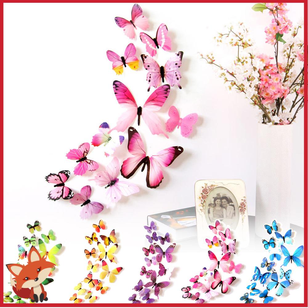 Set 12 miếng dán tường trang trí hình bướm có thể gấp lại