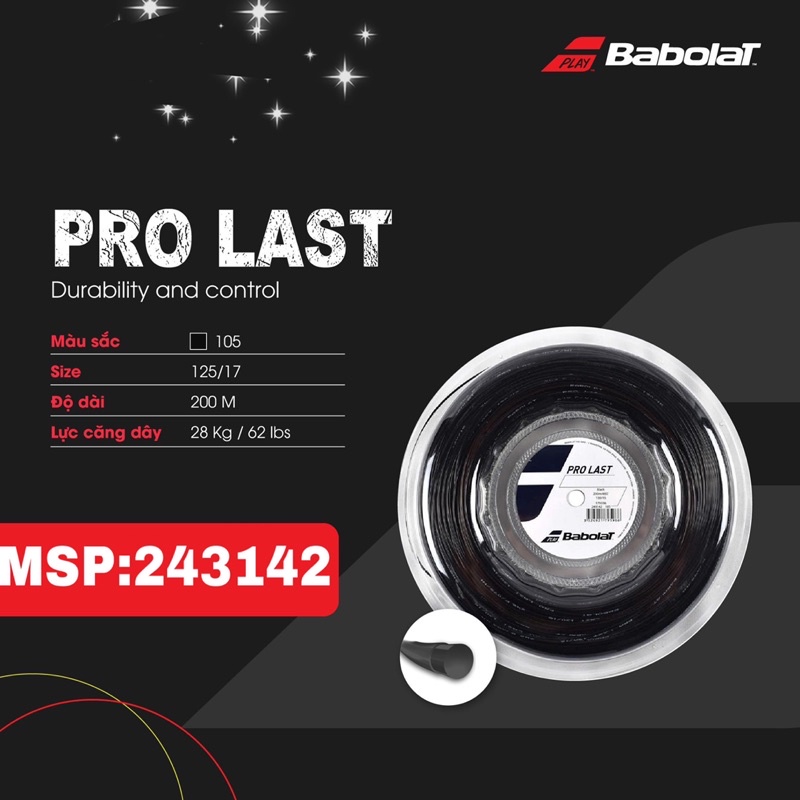 Dây căng vợt tennis Babolat PRO LAST 17 - Một cuộn 200m