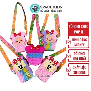 Túi đeo chéo cho bé gái, túi đeo chéo pop it cho trẻ em hình Mickey mouse