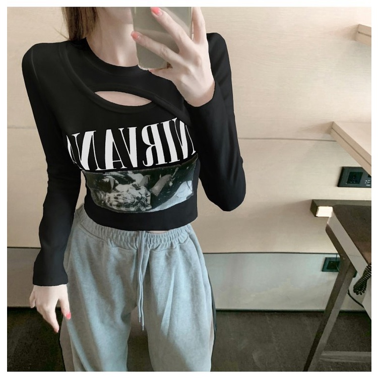 Áo Thun Nữ Tay Dài Giả Hai Lớp Thời Trang Quyến Rũ