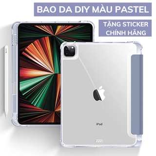 Cover iPad DIY màu Pastel có khay bút, nhám mờ chống ố, chống bẩn