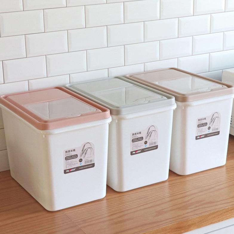 Thùng Đựng Gạo Thông Minh 10kg 15kg Kèm Cốc Vo Gạo Chia Vạch - Thùng Đựng Đồ Ăn Đa Năng