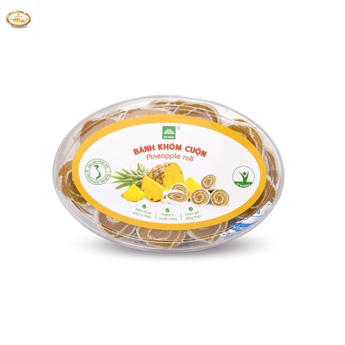 Bánh khóm/ dứa cuộn TƯ BÔNG 220g - vị chua ngọt thơm ngon và tiện dụng chánh gốc Đồng Tháp