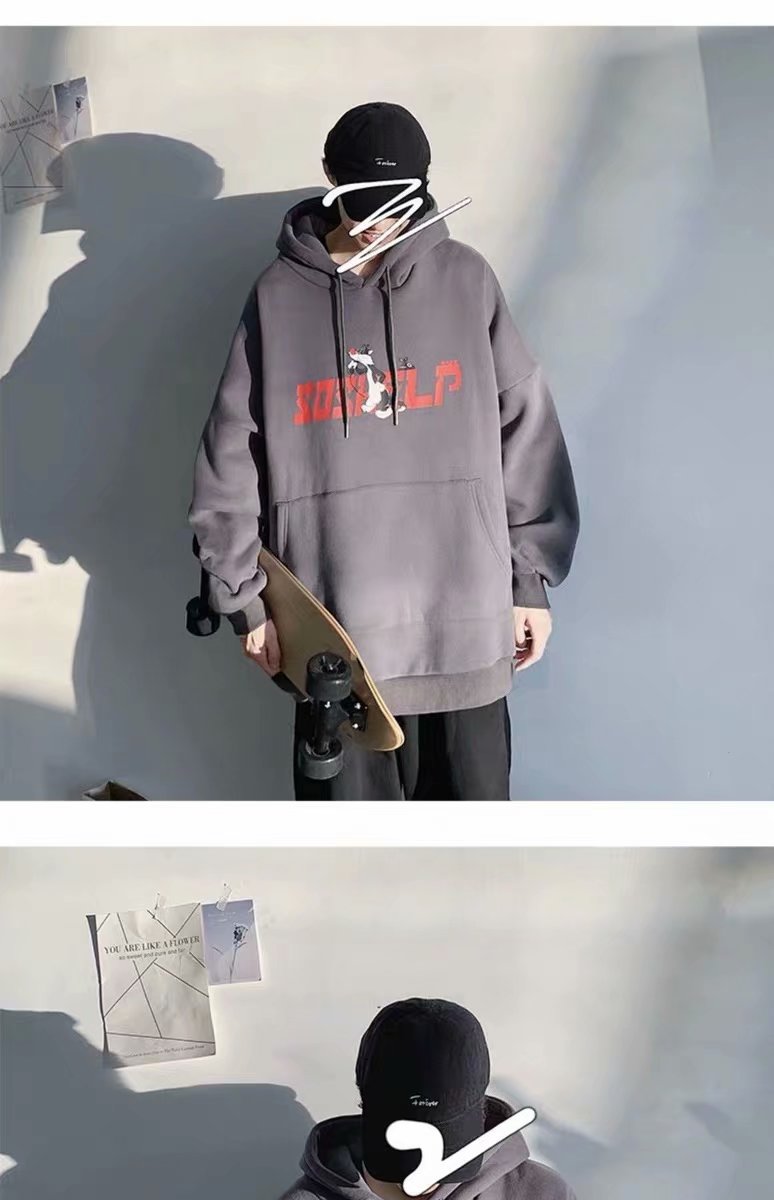 Áo Hoodie Dáng Rộng In Họa Tiết Hoạt Hình Cá Tính Dành Cho Nam | BigBuy360 - bigbuy360.vn