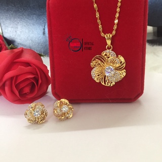 Set Dây Chuyền và Khuyên Tai Hoa Mai Đính Đá T527 V562 Namoo Jewelry