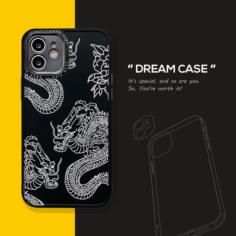 Ốp Điện Thoại Mềm Vẽ Hình Rồng Hoa Mẫu Đơn Cho iphone 13 12 Pro Max 11 X XR XS 7 8 Plus