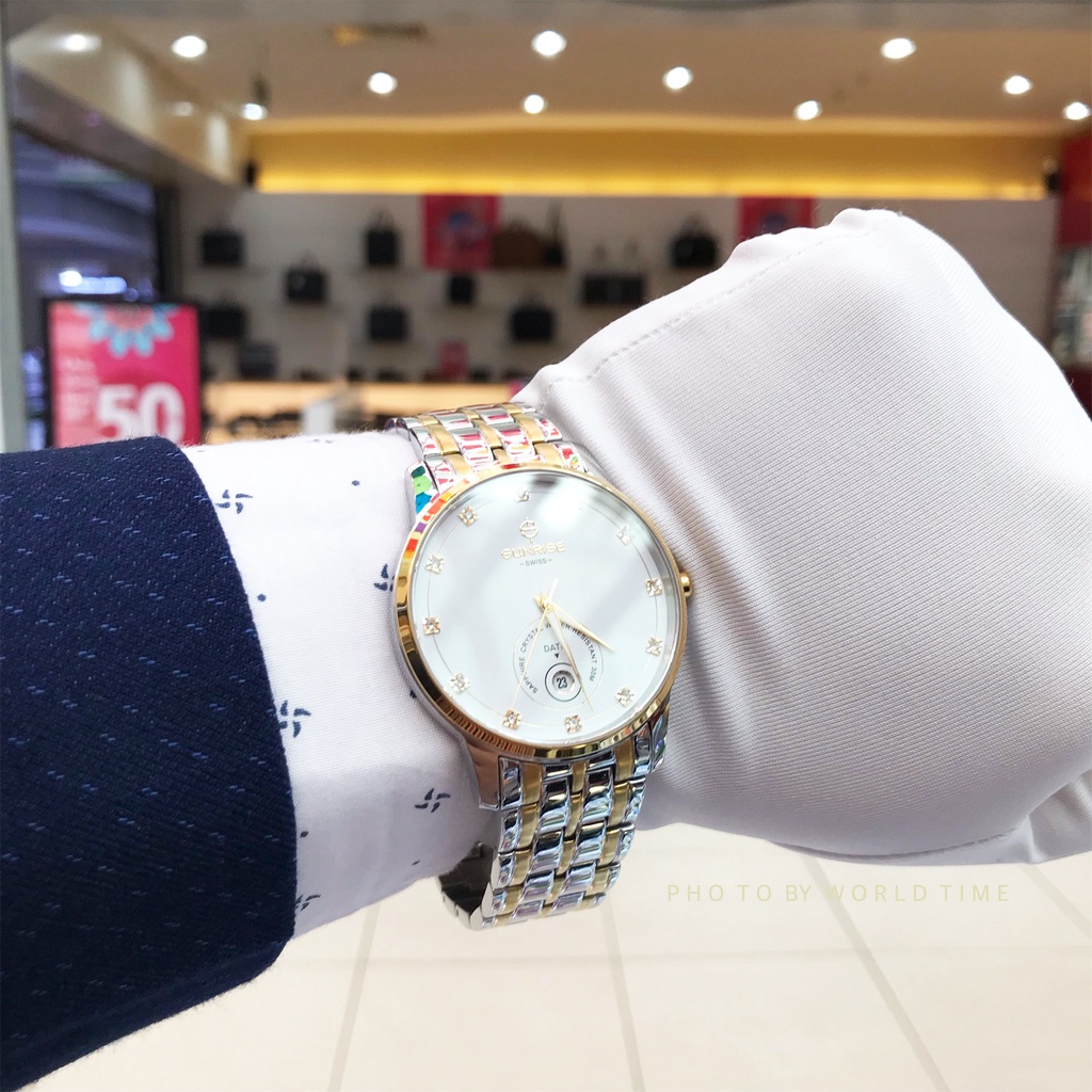 Đồng hồ nam sunrise dây thép 1138SA chính hãng full box sapphire chống xước , chống nước bảo hành 3 năm