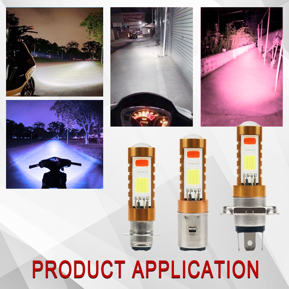 UNI-SHINE  (Three colors) Super Bright H4 Headlights BA20D P15D For Motorcycle Head Lamps COB Chip 3-Color RGB Strobe Front Bulbs 12v