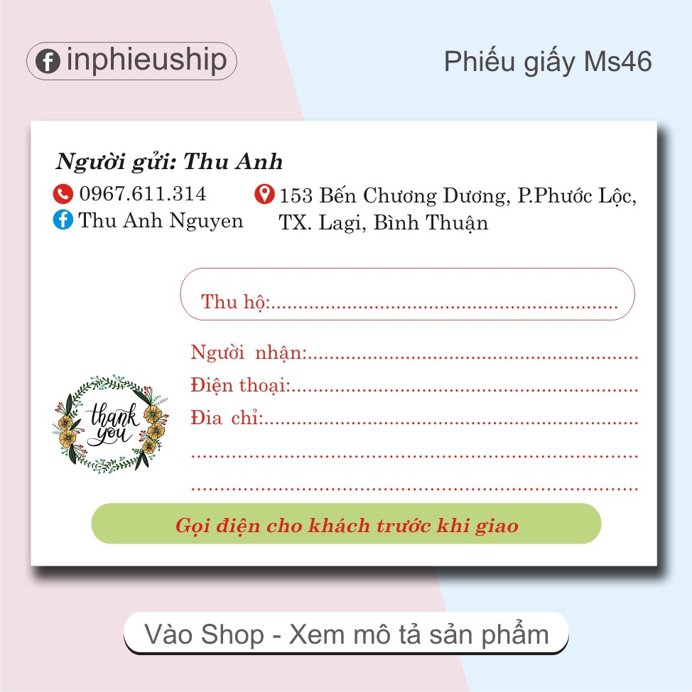 Phiếu ship phiếu giao in tên MS46
