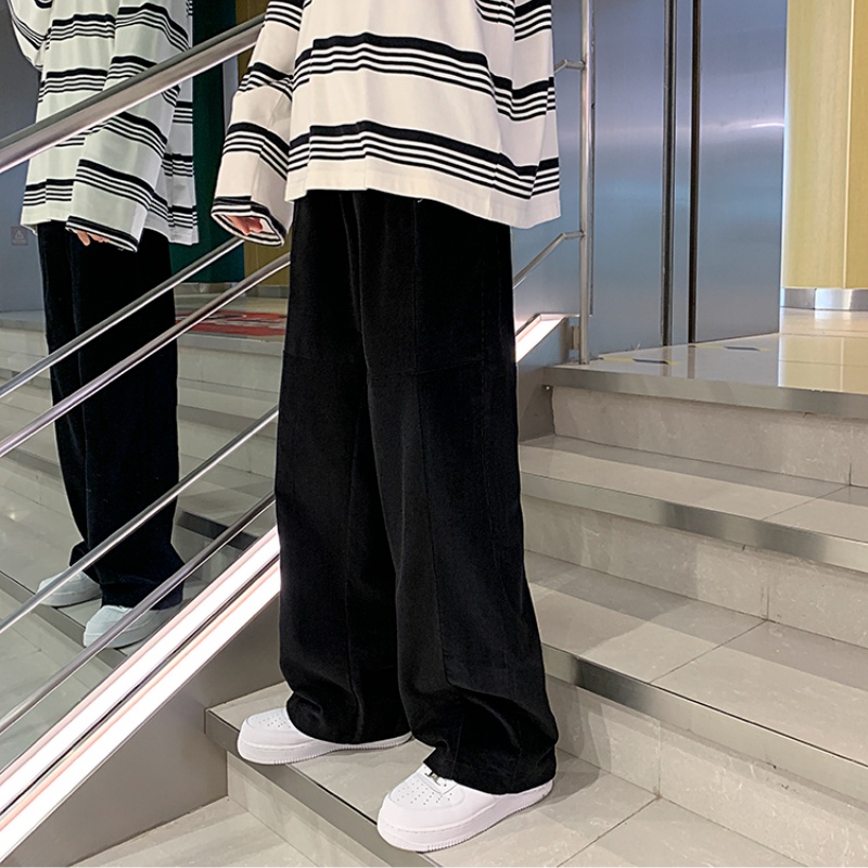 Quần dài ống rộng màu trơn phong cách Hàn Quốc thời trang năng động cho nam size M-2XL