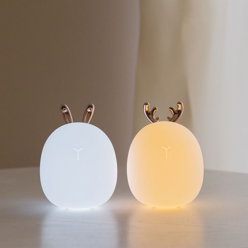 Đèn ngủ cảm ứng hình tai hươu Silicon USB ✅  Đèn ngủ để bàn hình thú ✅ Phát sáng 3 cấp độ  Quà tặng đáng yêu