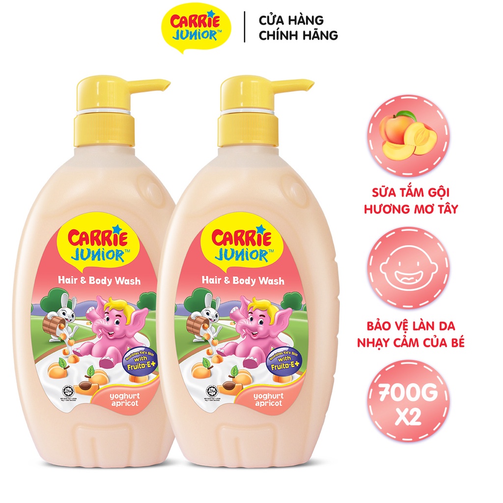 Combo 2 Chai Sữa Tắm Carrie Junior Yoghurt Hương Mơ Tây ( 700g x 2)