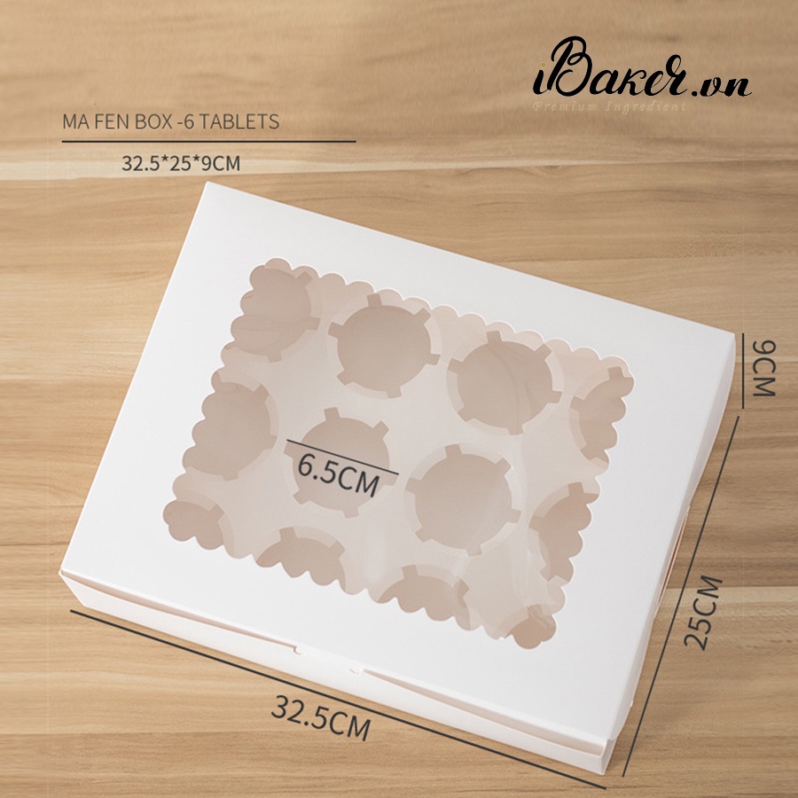 Hộp Cupcake 12 Bánh Mở Nắp 25x32,5x9cm