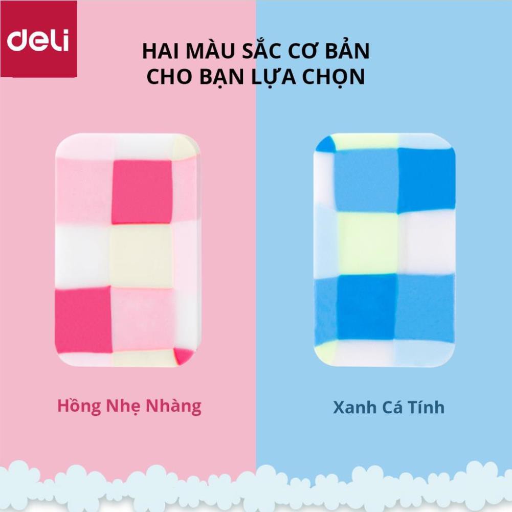 Tẩy hình vẽ caro Deli 21x44mm - Xanh dương/ Hồng - 71064 [Deli]