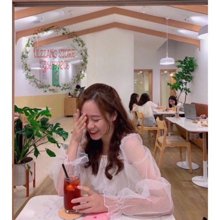 Áo bẹt vai tay lưới siêu xinh hot