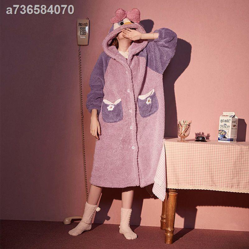 ☸Ltd. Ltd.❁Đầm ngủ tay dài in hình vịt Donald đáng yêu | BigBuy360 - bigbuy360.vn