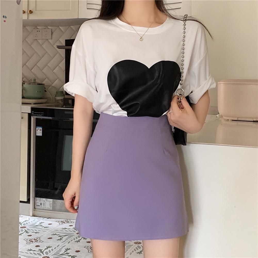 Chân Váy Chữ A Lưng Cao Màu Sắc Xinh Xắn Cho Nữ