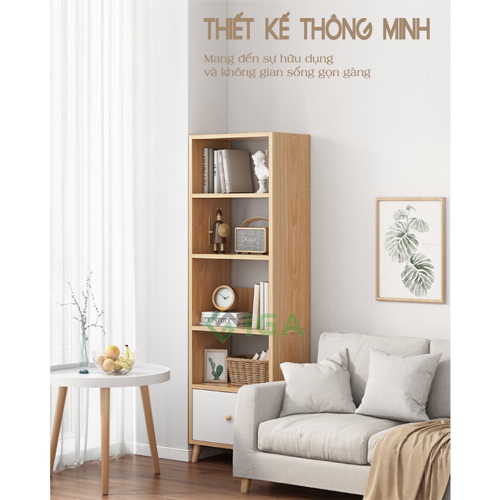 Tủ Sách Gỗ Đa Tầng IGA Phong Cách Nordic GP144