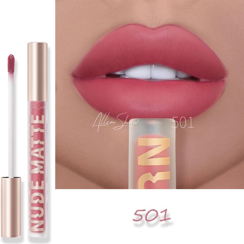 1 Son Kem ALLEN SHAW / 1 Màu Lì Mượt Mà Chống Nước Không Dính Cốc / Dưỡng Ẩm