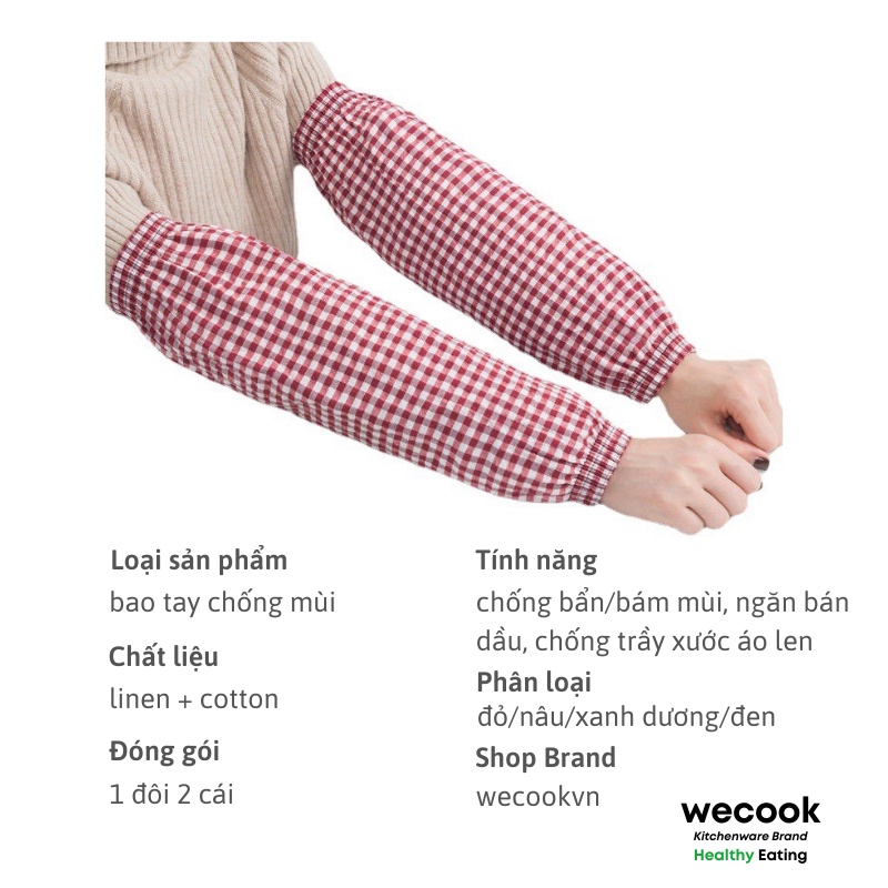Bao ống tay làm bếp chống bẩn chống mùi, ngăn bắn dầu mỡ, chống trầy xước vải áo khi sử dụng máy tính WECOOK