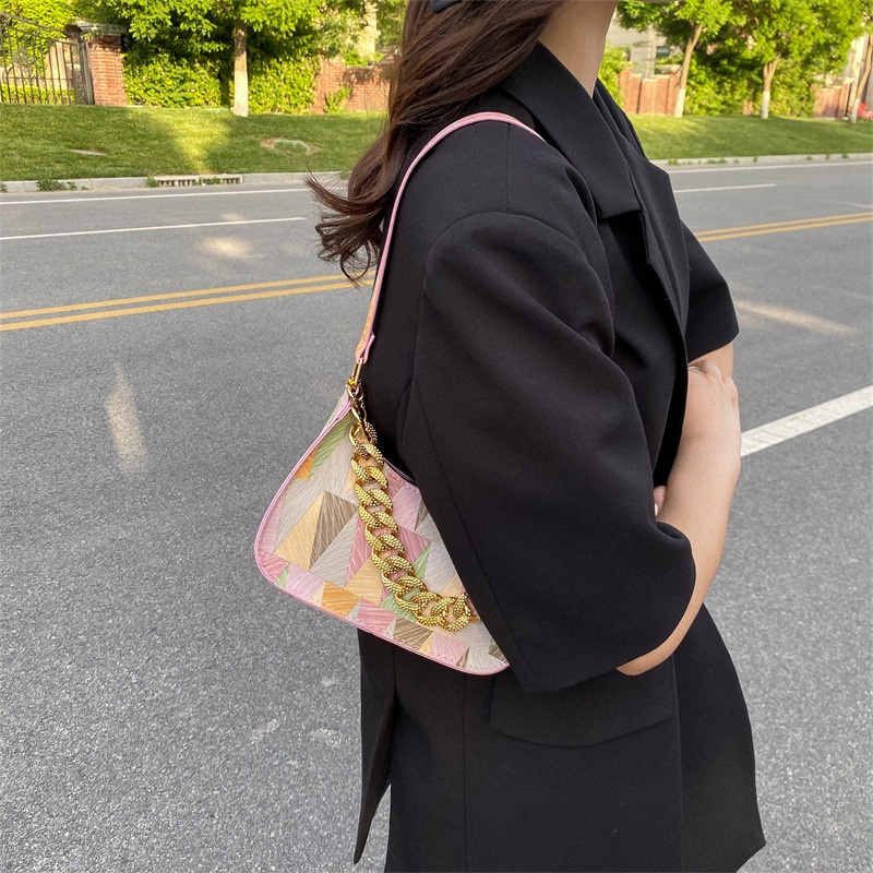Túi đeo vai IELGY in họa tiết hình học đơn giản kiểu Pháp cho nữ