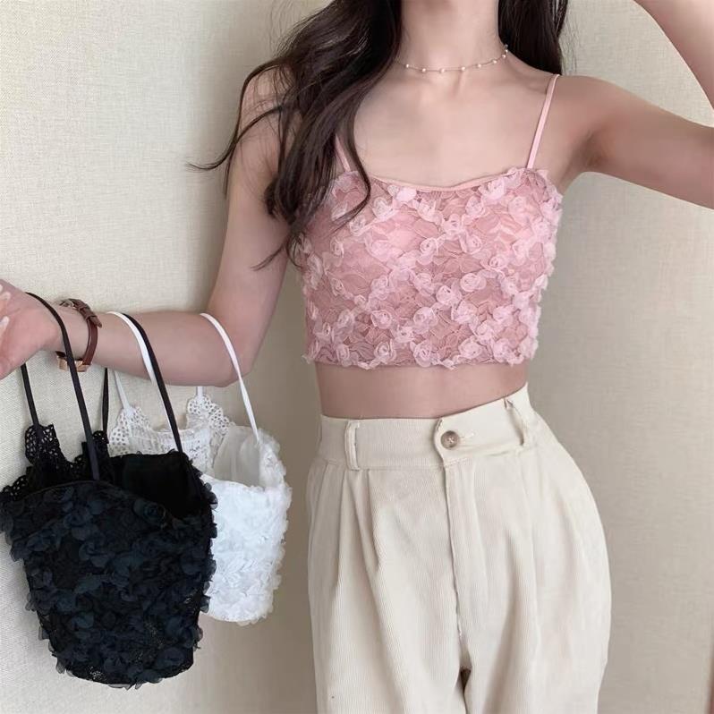 Áo Bra Nữ Cradin 2 Dây Hoa Hồng Nổi Có Đệm Ngực Trend Mới 586