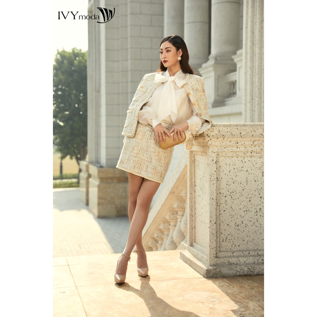 Chân váy Tweed 2 lớp dáng chữ A IVY moda MS 31B9012