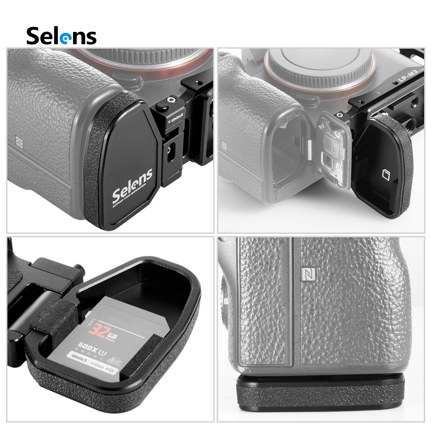 Giá đỡ máy ảnh bằng hợp kim nhôm Selens cho máy ảnh Sony A7II A7III A7RIII A9 A7RIII A7SIII Arca-Swiss LP-M3 Canon R5 R6 Nikon Z5