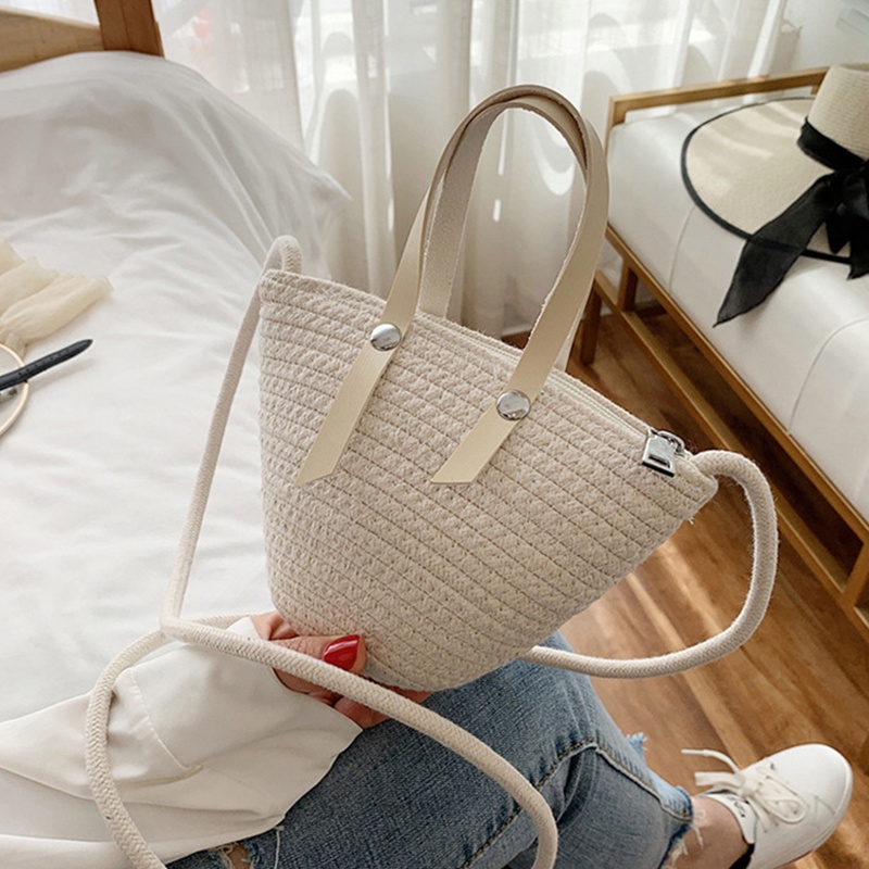 Túi Đeo Vai Đan Sợi Kiểu Pháp Cổ Điển Thời Trang Đi Biển Cho Nữ