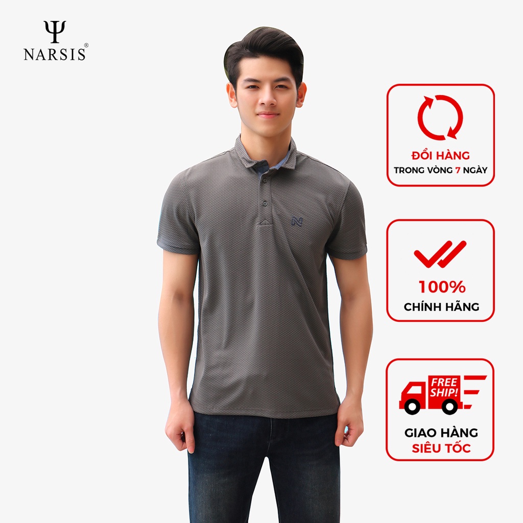 Áo thun nam cổ tròn Narsis D8096 màu ghi