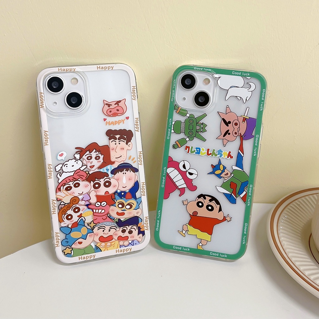 Samsung Galaxy S22 S20 S21 FE 5G Note 10 Lite S10 Plus 20 Ultra A53 A33 A23 A13 A73 M23 M51 M52 4G 5 Clear Cartoon Crayon Shin-chan family superman Tpu Airbag Shockproof Soft Phone Case 1HLE 37