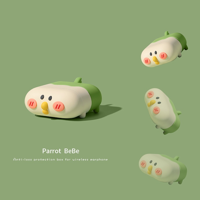 Vỏ Bảo Vệ Hộp Sạc Tai Nghe compatible AirPods Pro3 Hình Vẹt Đáng Yêu
