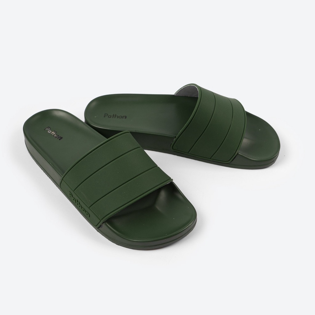 Dép nam nữ quai ngang slipper Pathon quai PVC và đế PU xanh lá mẫu 2 SD55