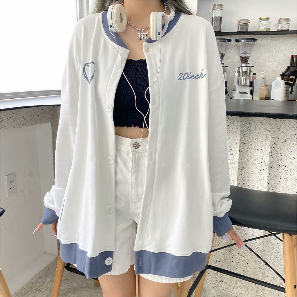 Áo Khoác bomber Nỉ Bông Cardigan WHATISLOVE 20inch Unisex Zoozoo.Ulzzang