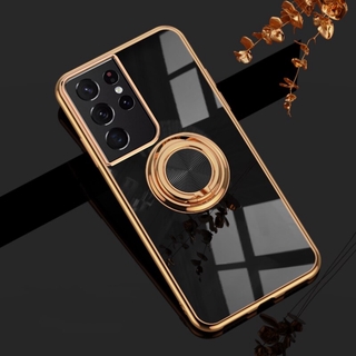 Ốp điện thoại có giá đỡ dạng nhẫn được mạ điện cho Samsung S21 Ultra 5G S21+ S20 FE A05 Galaxy Note 20 Ultra 10 Plus 9