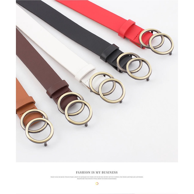 Thắt Lưng Da Khóa Tròn Kim Loại Thời Trang Cho Nữ