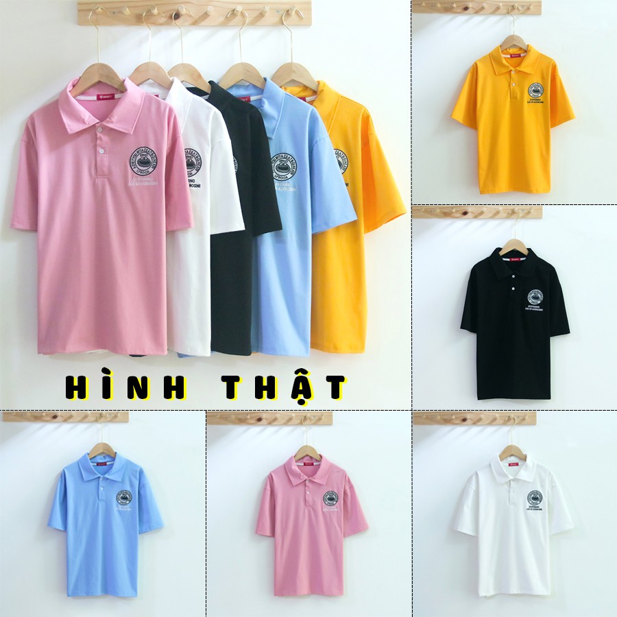 Áo Thun Polo Có Cổ Form Rộng Nữ Thêu Logo Sắc Sảo - TTLCC53  - Chất Phông Cotton Mềm Mát - Unisex Oversize < 70kg