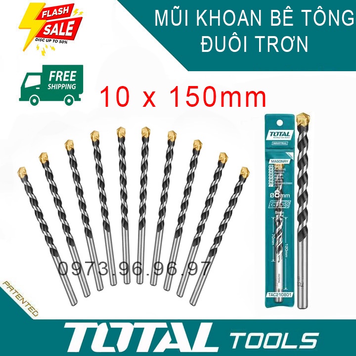 Mũi khoan bê tông đuôi trơn 6mm 8mm 10mm 12mm 14mm 16mm trơn dùng cho máy khoan điện và PIN - GIAO HÀNG NHANH TẠI NHÀ
