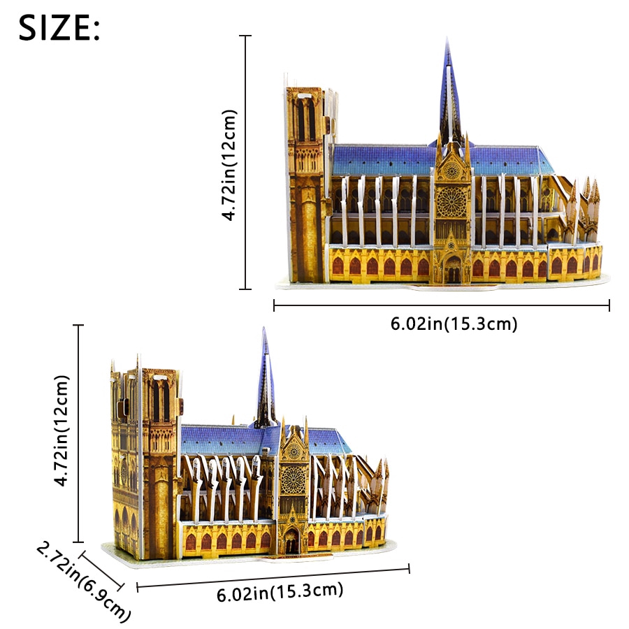 Bộ đồ chơi lắp ráp mô hình Nhà thờ Đức Bà Paris 3D dành cho trẻ em