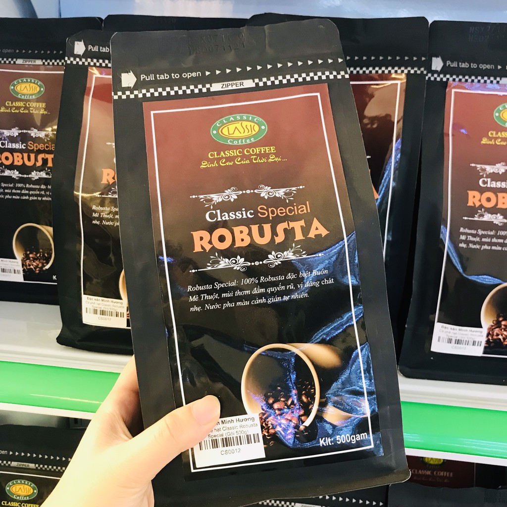 500gr Cà phê HẠT rang sẵn Classic Special Robusta Mùi thơm đầm quyến rũ